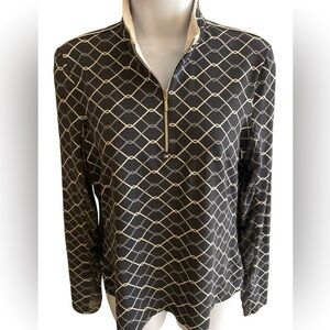 Nivo UPF50 Quarter Zip Top - S gray ,white , nylon spandex